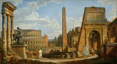 Een Capriccio uitzicht op Romeinse ruïnes, 1737 door Giovanni Paolo Pannini